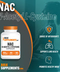 BulkSupplements NAC Capsules (N-Acetyl L-Cysteine) - Antioxidants Supplement for Immune Support - - 1 Capsule (600mg) - 6-Month Supply (180 Capsules)