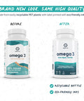 Omvits Vegan Omega 3 DHA from Algae Oil 1000mg - 60 Softgel Capsules with Vitamin E - Sustainable Algal Alternative to Fish Oil - Vegetarian Essential Fatty Acids - Supports Heart Brain & Eyes