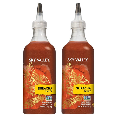 Sky Valley Sriracha Sauce - Hot Sauce, Made with Red Jalapeno Peppers, Gluten Free, Vegan, Non-GMO, Less Than 2g of Sugar per Serving, 5 Calories per Serving - Sriracha Hot Sauce, 14 Oz