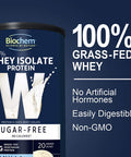 Biochem 100 Whey Isolate Protein 11.8 oz Sugar Vanilla 20g Vegetarian Protein KetoFriendly Amino Acids Invigorating Taste Easily Digestible