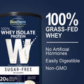 Biochem 100 Whey Isolate Protein 11.8 oz Sugar Vanilla 20g Vegetarian Protein KetoFriendly Amino Acids Invigorating Taste Easily Digestible