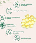 Micro Ingredients Cod Liver Oil 2000mg Per Serving 360 Softgels | Lemon Flavored Burpless Wild Caught Arctic Deep Sea Fish | High in Omega 3 EPA DHA Vitamins A & D3 | Heart Brain & Immune Supplement