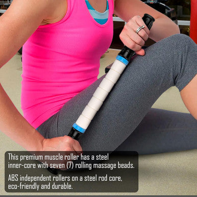 Igreely Premium Muscle Roller The Ultimate Massage Roller Stick 17 Inches Recommended By Physical Therapists Promotes Recovery Fast Relief For Cramps Soreness Tight Muscles-White