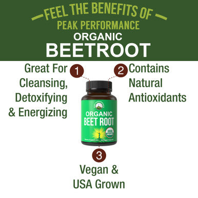 Usda Organic Beet Root Vegan Capsules. Beets Juice Powder Super Food Pills 1200 Mg. Nitric Oxide Energy Boosting Beetroot Extract