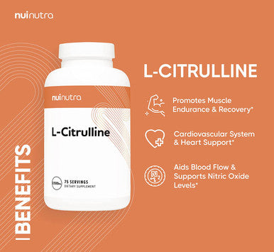 Nui Nutra L-Citrulline Supplement | 1500mg | 150 Capsules | Amino Acid Supplement & Nitric Oxide Booster | Immune & Cardiovascular System Support | Muscle Endurance & Pre-Workout Support