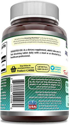 Amazing Nutrition Formulas Biotin Fast Dissolve 10000 mcg Tablets Supplement | Strawberry Flavor | Vitamin B7 | Non-GMO | Gluten | Made in USA (120 Count)