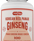 Mill Bay Korean Red Panax Ginseng Supplement Used in Herbal Medicine to Help Enhance Physical Performance, Increase Energy and as an Adaptogen - 100 Capsules (Strength 500 mg)