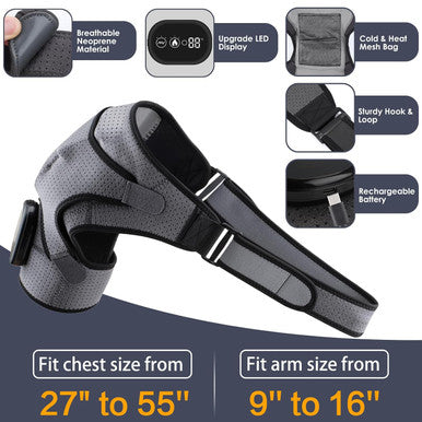 Heated Shoulder Wrap With Massage, Portable Heated Shoulder Brace For Women Men, Cordless Vibration Shoulder Heating Pad For Neck And Shoulder, 3 Heating Setting Shoulder Massager Wrap Braces