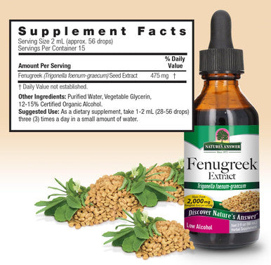 Nature'S Answer Fenugreek Seed with Organic Low Alcohol 2-Fluid Ounces | Female Reproductive Support | Aid For Mothers | Lactation Support | Natural Menopause Aid