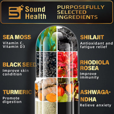 Sea Moss Capsules Featuring 8000mg Sea Moss 4000mg Black Seed Teaming up with 2000mg Ashwagandha Turmeric Burdock and Augmented with Vitamin C and Vitamin D3 60 veggie capsules