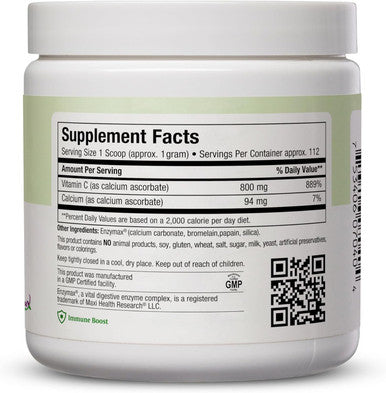 Maxi Health Buffered Vitamin C Powder - High Potency - 800 mg - Immune Health - 4 Ounces - Kosher