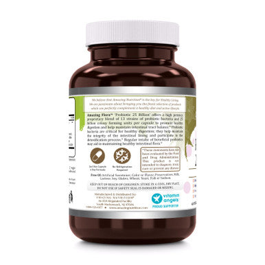 Amazing Flora Probiotic 13 Best Probiotics Strains | 25 Billion | 60 Veggie Capsules Supplement | Non-Gmo | Gluten Free | Suitable For Vegetarians | Made In Usa
