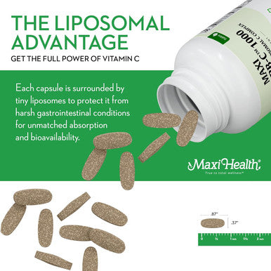 Maxi Health Liposomal Vitamin C - Liposomal VIT C - 1000mg Tablets with Digestive Blend - Highly Absorbable High Dose VitaminC - Non GMO Kosher Vegetarian Doctor-Formulated Immune Support Supplement (90 Count)