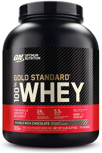 Optimum Nutrition 100% Gold Standard Whey Protein Powder: Double Rich Chocolate (5 Pound) With Micronized Creatine Monohydrate Powder Unflavored (120 Servings) - Bundle Pack