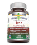 Amazing Formulas Ferrous Sulfate 65 Mg 240 Tablets -Iron As Ferrous Sulfate for Better Absorption- Supports Oxygen Supply to Tissues and Organs-Supports Healthy Brain and Muscle Function
