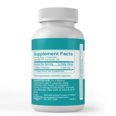 PURE ORIGINAL INGREDIENTS Collagen Peptide, (100 Capsules) Pure, No Additives Or Fillers, Lab Verified