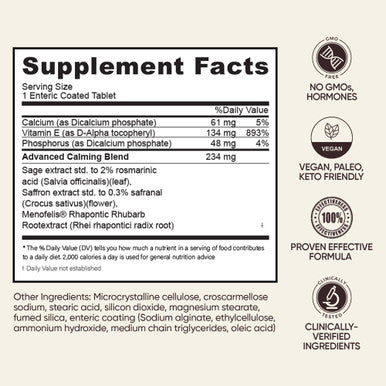 BB Company CalmAgain for Menopause Anxiousness Mood Balance for Women | Stay Calm Lower Cortisol Fewer Mood Swings | Siberian Rhubarb Sage Saffron | Menopause Relief | 30 Ct