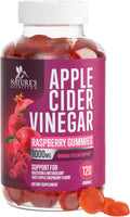 Nature'S Nutrition Vegan Apple Cider Vinegar Gummies 1000mg for Detox & Cleanse ACV Gummy Vitamin B12 for Digestion Metabolism & Immune Health Support Natural Apple Raspberry Flavor Gluten - 120 Gummies