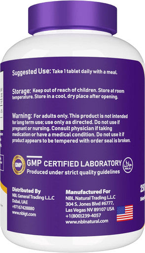 Nbl Natural NBL NATURAL Zinc Gluconate 50mg Supports Wellness Immune System and Reproductive Health 250 Tablets