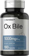 Ox Bile 1000 mg 100 Capsules | Digestive Enzymes Supplement | Non-GMO & Gluten Free | by Horbaach