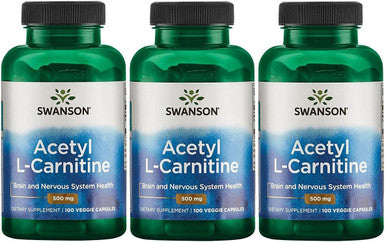 Swanson Acetyl-L-Carnitine - Amino Acid Supplement Promoting Cognitive Health & Muscle Support - Natural Formula May Promote Nervous System Health - (100 Veggie Capsules) 3 Pack