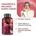 Weightworld Pure Quercetin 1000mg - 180 Vegan Quercetin Powder Capsules - High Strength Quercetin Supplement - 2 Quercetin Capsules Per Serving - High Absorption & Effectiveness - Natural Immunity Supplement