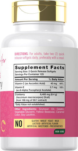 Carlyle Cranberry Pills for Women | 250 Softgels | Supplement with Vitamin C | Non-GMO Gluten | for Her