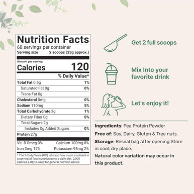 Micro Ingredients North American Grown Pea Protein Powder 5 Pounds | Plant Based Unflavored | Complete Vegan Protein Source 27g Serving | Rich in BCAAs & EAAs | Non-GMO Keto Friendly