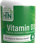 Health Thru Nutrition Vitamin D3 Softgels 10000iu Pack of 360