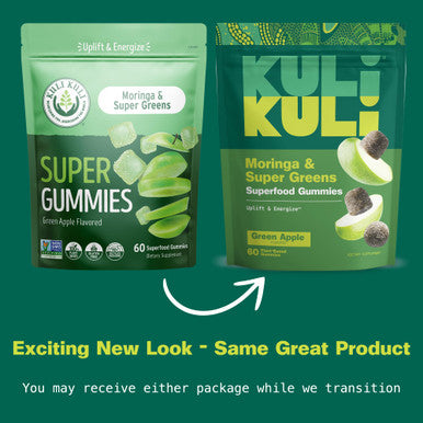 Kuli Kuli Super Energy Gummies - Energy Supplements with Moringa Caffeine-Free Natural Energy Booster - 60 Non-GMO Gluten-Free Moringa Gummies Green Apple