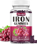 Iron Gummies Supplement For Women & Men, Iron Supplements For Anemia With Vitamin C, B12, Folate-Blood Builder & Energy Support For Iron Deficiency-Grape Flavor, Vegan, 60 Gummies
