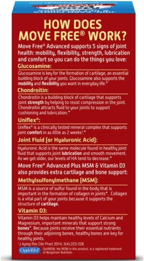 Move Free Advanced Plus MSM Vitamin D 80 Tabs By Schiff/Bio Foods