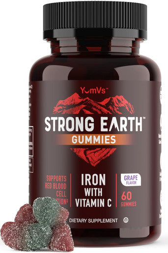Strong Earth - Iron With Vitamin C Gummies For Adults, Teens & Kids (60 Count) Iron Supplements With Vitamin C Gummy Blood Builder Anemia Fe Iron Gummies Iron Supplement For Women And Men