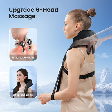 Cordless Shiatsu Neck Massager With Soothing Heat, Usb C Rechargeable Deep Tissue 6D Kneading Electric Massage For Body Muscle Pain Relief, Lightweight And Hand-Free, Gifts For Men Women
