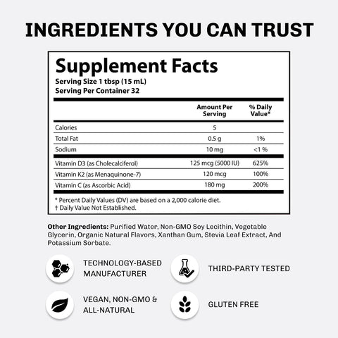 Aurora Nutrascience MegaLiposomal Vitamin D3/K2+ with Vitamin C Organic Fruit Flavor Gluten NonGMO 32 Single Serve Packets 21.7 oz (640 mL)