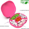 Pill Box - Pill Organiser - Travel Pill Case Pill Holder for Purse, Compact Medicine Container, Portable Vitamin Case (Pink)