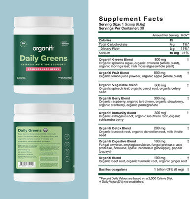 Organifi Daily Greens - Everyday Nutrition And Support - Greens Powder For Energy, Digestion, And Immunity, 30 Servings