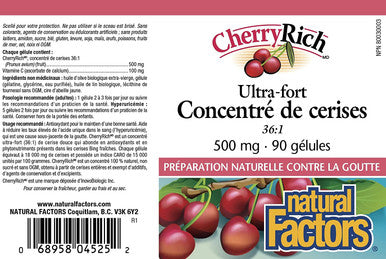 CherryRich by Natural Factors Super Strength Cherry Concentrate Antioxidant Support for Healthy Joints and Uric Acid Metabolism 90 softgels 90 servings