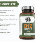 Barefoot Nutrition - B12 Complete High Strength Supplement Methylated B 12 (1000Ãƒâ€šÃ‚Âµg) - with Cofactors Methyl folate (400Ãƒâ€šÃ‚Âµg) & D-Biotin (400Ãƒâ€šÃ‚Âµg) - 60 x 1 A Day Vegan-Friendly Capsules