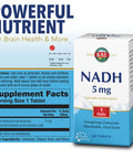 KAL NADH Energizing CoEnzyme 5mg, 1 Daily | Vitamin B3 | Mental Focus, Memory & Brain Health Support (60 Tablets, 60 Serv)