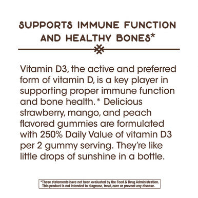 Natures Way Vitamin D3, Immune Support, 2000 IU (50 mcg) per Serving, Fruit Flavor, 120 Gummies