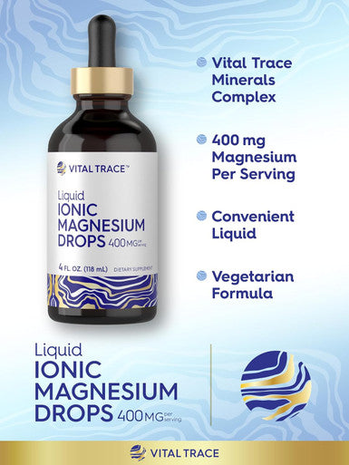 Carlyle Liquid Ionic Magnesium 400 mg | 4 oz | Vegetarian Non-GMO & Gluten Supplement | Vital Trace