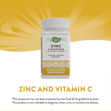 Nature'S Way Zinc Lozenges With Vitamin C & Ecea, Immune Support*, Wild Berry Flavored, 60 Lozenges