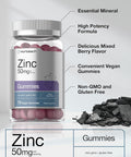 HorbAach Zinc 50Mg 70 Gummies Mixed Berry Flavor Vegan, Non-Gmo And Gluten Formula Zinc Citrate Dietary Supplement