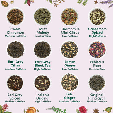 Vahdam Assorted Tea Set Variety Pack | 24 Different Flavour Individually Wrapped Pyramid Tea Bags | Herbal tea Green Tea Chai Tea