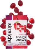 Skratch Labs Energy Chews Energy Gummies For Running, Cycling, And Sports Preformance Energy Gel Alternative Raspberry (10 Pack) Gluten Free, Vegan