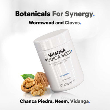 Codeage Organic Mimosa Pudica Seed Capsules - Mimosa Pudica Seeds Supplement - Black Walnut Cloves Vidanga Neem BioPerine - All in One - Sensitive Plant Pills - Non-GMO & Vegan - 120 Capsules