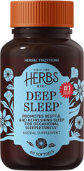 Herbs Etc. Deep Sleep Softgels Holistic Bedtime Supplement for Calming Sleep Aid Chamomile Lemon Balm Extract & Passionflower