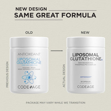 Codeage Liposomal Glutathione 1000 mg Supplement High-Potency Reduced Glutathione - Liposomal Delivery - L-Glutathione - Phospholipids - Non-GMO Gluten- - 60 Capsules