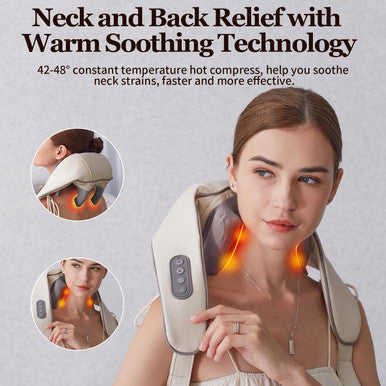 Cotsoco Neck Massager For Pain Relief Deep Tissue,6D Deep Kneading Massagers With 6 Massage Nodes,Rechargeable Neck Massager With Heat,Shiatsu Shoulder Massager,Like Human Hand,For Women